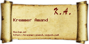 Kremmer Amand névjegykártya